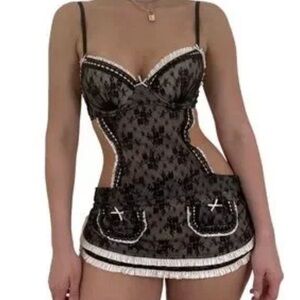 Vintage 2002 Victoria secret french maid intimate sexy apron slip 34B